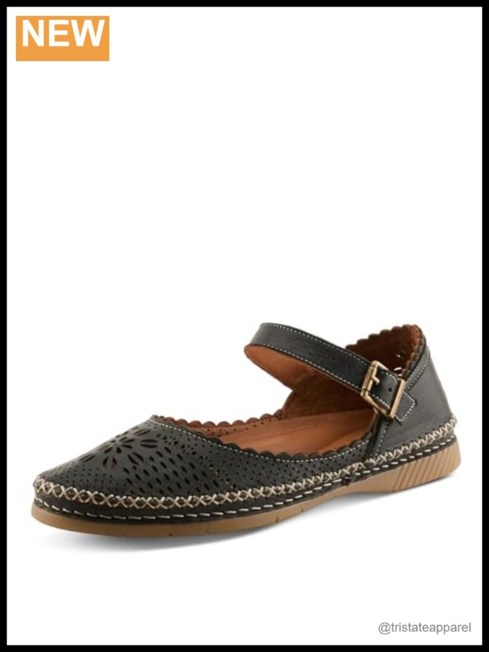Spring Step Zabelle Laser-Cut Leather Flat with Arch Support Comfort